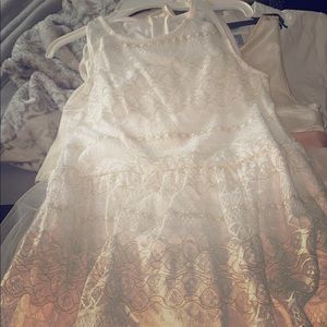 White and gold lace dress